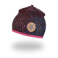 LITTLE ANGEL Čiapka podšitá Outlast® 1 | 36-38 cm fialovočierny vzor/tm.ružová